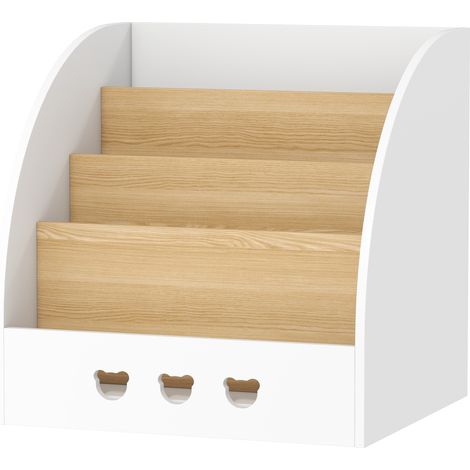 Étagère à jouets pour enfants, 4 niveaux, pour chambre d'enfant ou salle de jeux, 60 x 53 x 60 cm, blanc et naturel (1/5)