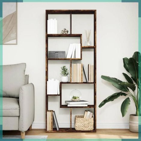 858079 étagère séparatrice de pièce chêne fumé 67x25x161,5 cm (1/5)