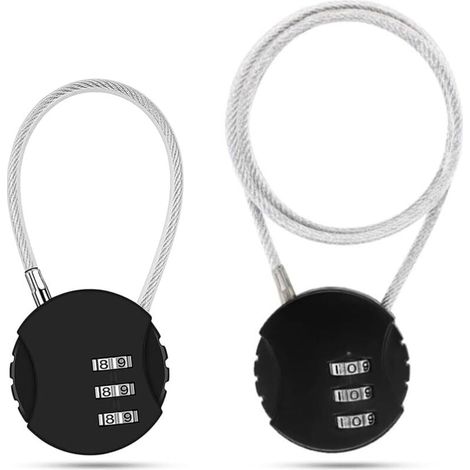 Serrure à code de ligne 2 pièces cadenas de voyage serrure à code casier serrure à bagages de sport serrure à code réinitialisable (long et court) (1/4)