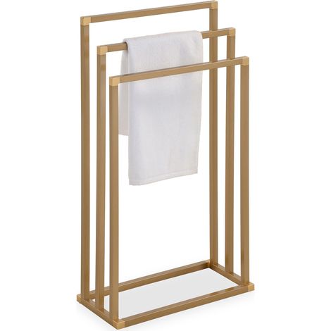 Idimex – Porte-serviettes en métal laqué or – 3 barreaux à différentes hauteurs – Design moderne – Dimensions 84 x 45 x 21 cm