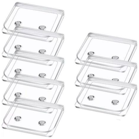 8 Pièces Clips de Rideau de Douche Autocollants, Protection Anti-éclaboussures Clips, Clips de Protection pour Douche sans perçage pour Tenir Le Rideau de Douche et Le Rideau-Chrom (1/5)