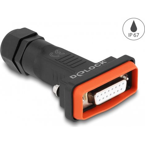 Delock D-Sub de 15 pines hembra con carcasa IP67 resistente al agua