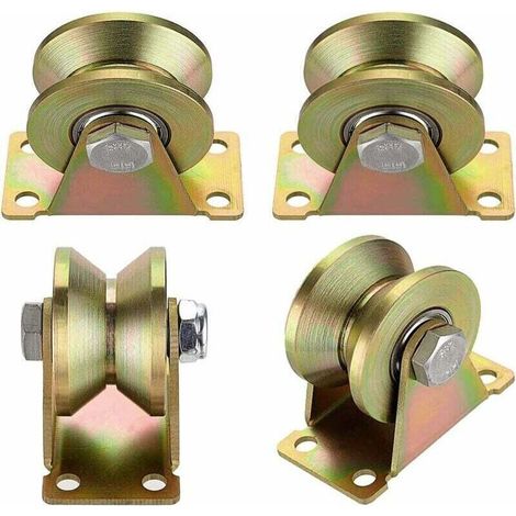 Rouleau de levage, rouleau simple pour le levage et le verrouillage, guide de rouleau pour portail coulissant, rouleau à gorge en V, pour câble métallique, fil d'acier, etc. (1/5)