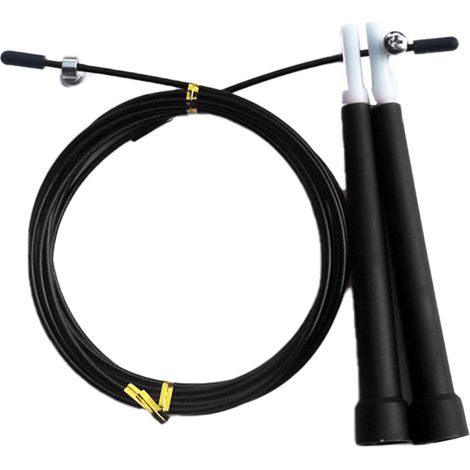 Corde à sauter pour enfants adultes hommes femmes, fil d'acier ajustable vitesse rapide, entraînement fitness exercice, noir (1/5)