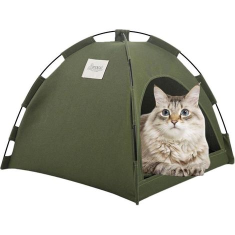 KLVGTIFS PU - Tipi Chat, Nid de Tente pour Animaux de Compagnie, Nid Pliable pour Chien, avec Matelas de Sol,Tente pour Chat Semi-fermée(Vert-L) (1/5)