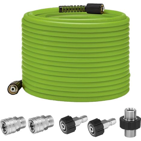 Tuyau pour Nettoyeur Haute Pression,15 m x 0.6 cm,avec 5 pièces Raccord Rapide,Tuyau Haute Pression avec Raccords M22 de 14 mm – 3600 PSI (1/5)