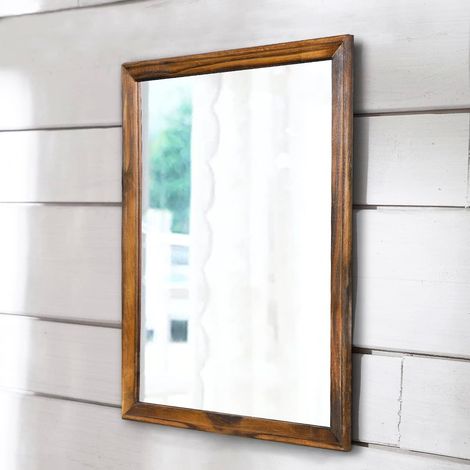 Petit Miroir Rustique Cadre en Bois Décoration Rectangle Chambre Salle de Bain Salon (1/5)