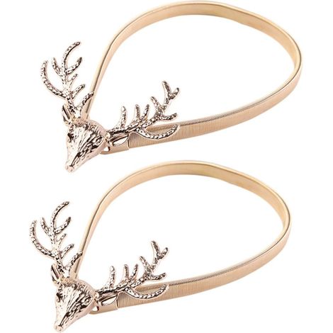 2pièces Boucles De Rideaux Fer sans Perforation Sangle Élastique Fer Embrasses Tête De Cerf De Noël pour Salon Chambre Cuisine (1/4)