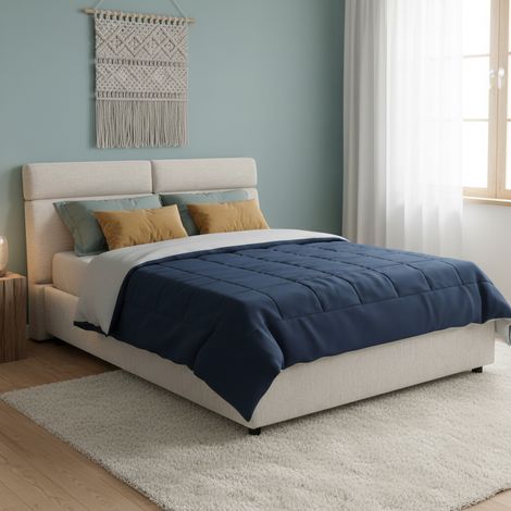 Letto Matrimoniale Annus, Letto Matrimoniale Materasso Incluso, Sfoderabile Made in Italy, Contenitore, Beige (1/5)