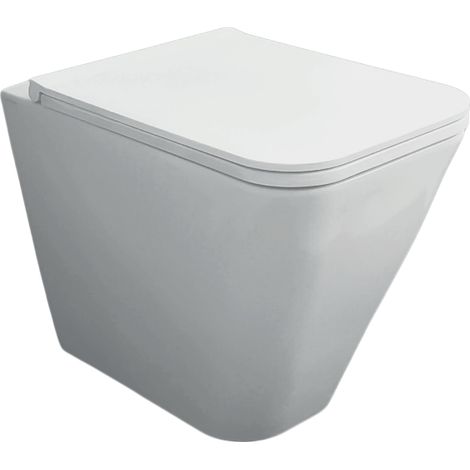 Jarrón de suelo 36x55x43 cm blanco brillante de cerámica - Azzurra Ceramica Build - Con tapa de inodoro soft