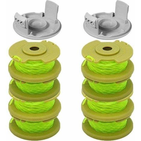10 Paquets Bobine de Rechange pour Coupe-bordure pouce pour Ryobi , Compatible Avec Ryobi One + AC14RL3A, Coupe-fil Sans Fil , 8 Bobines + 2 Capuchons de Coupe,( Jaune) (1/4)