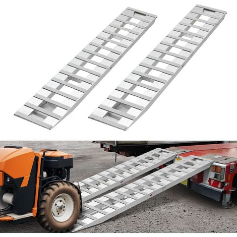 Rampe de Chargement en Aluminium Lot de 2, Rampe d’Accès de 240x38 cm, avec Capacité de Charge 2721,6 kg et Plaques Antidérapantes, pour Chariot Tracteur Agricole VTT Tondeuse à Gazon Moto (1/5)