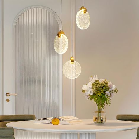 Plafonnier Led, Luminaires Intérieur en Cristal, Lumiere Plafond en Or, Lustre salon moderne Chambre à Coucher Îlot de Cuisine Escalier Couloir (3 Lumières, Lumière Chaude) (1/5)