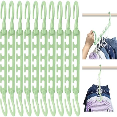 Appendiabiti - Gancio rinforzato, rotazione a 360° - Ideale per dormitori, camere per gli ospiti e altro - Confezione da 10, verde (1/4)