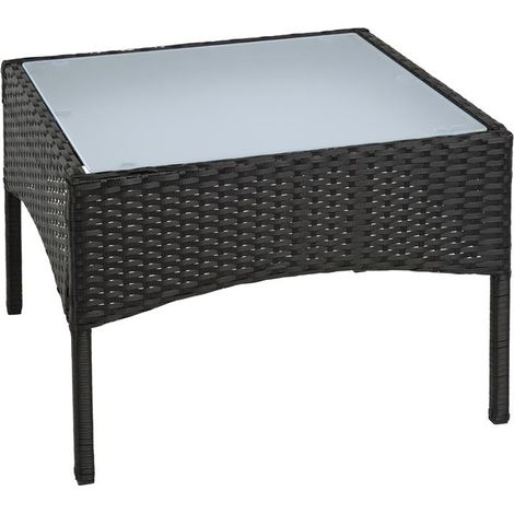 Polyrattan Beistelltisch Loungetisch Rattan Gartentisch Balkontisch Schwarz