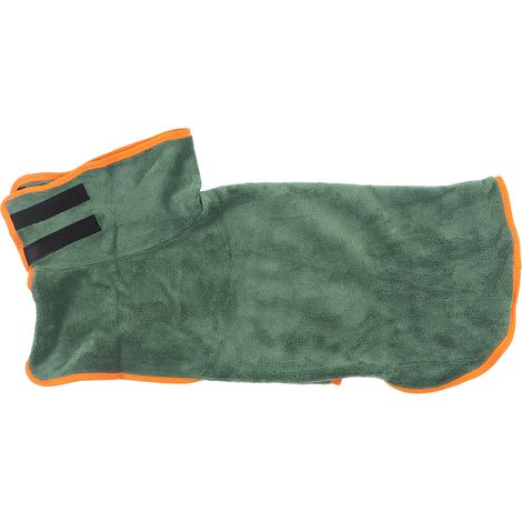 Hunde-Trockenmantel, schnelltrocknend, saugfähig, warmhaltend, Haustierbademantel für Welpen und große Hunde, Grün L (1/5)
