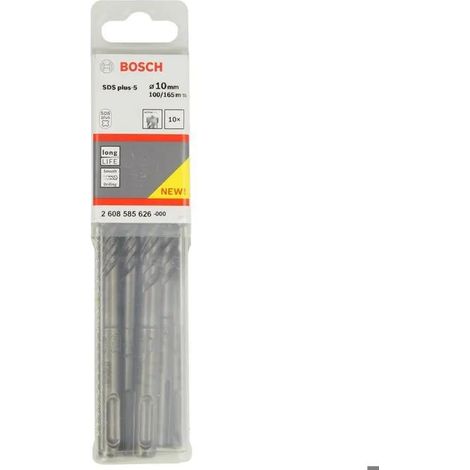 Lote de brocas martillo SDS-plus-5, caja grande formato para artesanos, Ø : 10 mm, Largo hélice 100 mm, Largo total 160 mm