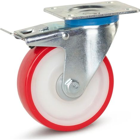 Roulette pivotante freinée - MESO - PU - Platine - 125mm - 230kg