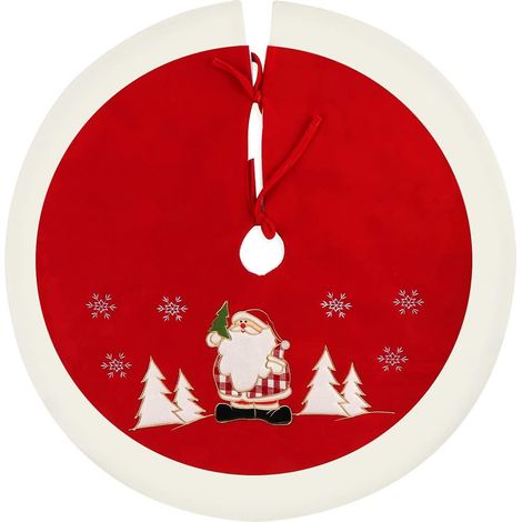 runder Weihnachtsbaumrock, Weihnachtsbaumabdeckung, Weihnachtsbaumschutz, Nadelschutz, rot (1/5)