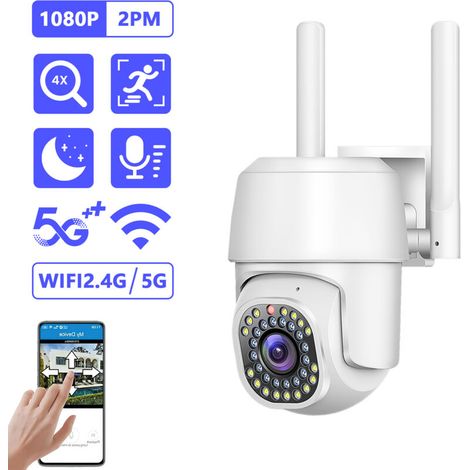 Camera de surveillance HD 2MP 1080P WiFi sans fil 2.4G + 5G Rotation 360 ��  Vocal bidirectionnel Vision Nocturne APP