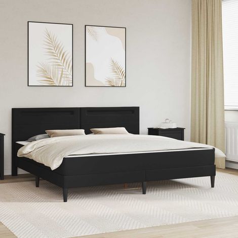 vidaXL Cadre de lit avec bandes LED Noir 180 x 200 cm Simili cuir (1/5)