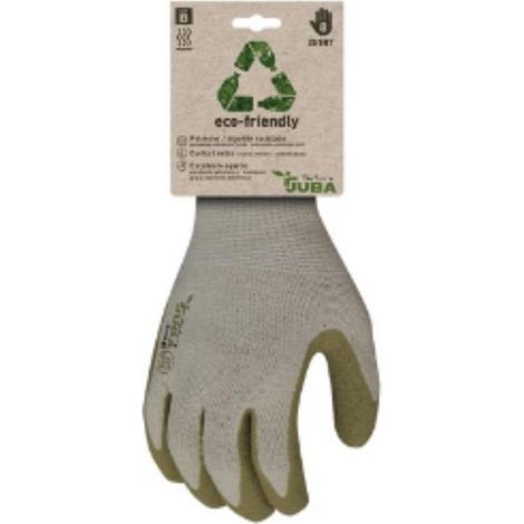 FPLUS guante poliester-algodon c/latex h251nt-10 , El soporte de poliéster/algodón de 44% de fi bras recicladas está compuesto de 25% de poliéster reciclado y 19% de algodón recicl