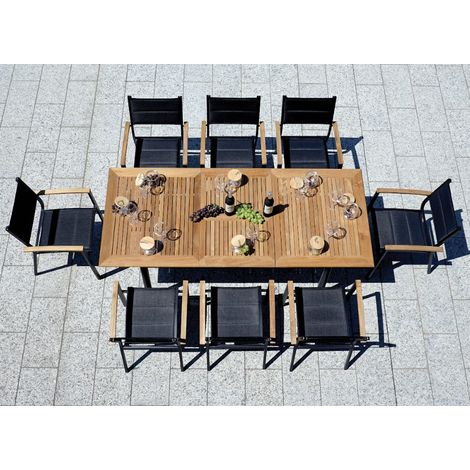 Tavolo allungabile in teak e alluminio grigio antracite 150/210x90 cm MALIGI HOME MG/MYKONOS Antracite - Legno Teak (1/5)