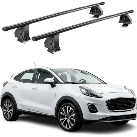 OMAC Barres de toit transversales en acier pour Ford Puma 2019-2026 – TÜV / DIN 75302:2019 – Antivol inclus – Rainure en T (accessoires) – Charge max 75 kg – 2 barres – Noir