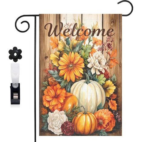 Bannière de cour mur de briques et bouquet floral 30 x 45 cm décoration extérieure et intérieure (1/5)