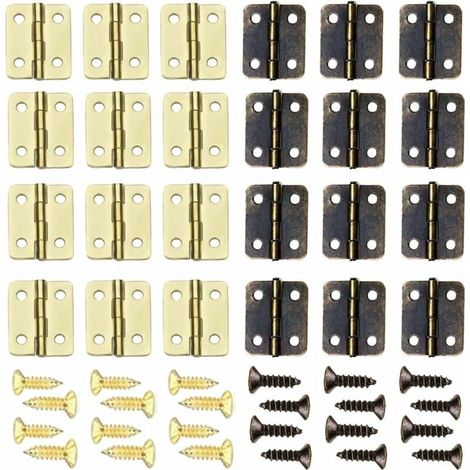100 Stück Scharniere, 13 x 16 mm, klappbare Scharniere, kleine DIY-Scharniere, Mini-Scharnierverbinder für Wohnmöbel, Hardware, Schrankschutz, Türschublade – mit Schrauben, 400 Stück – Goldbronze (1/5)
