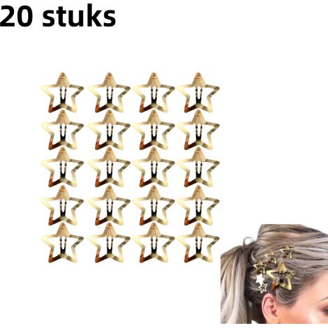 Lot de 20 pinces à cheveux en forme d'étoile - Pinces latérales - Idéales pour les coiffures françaises - Accessoires simples - Idée cadeau - Doré (1/5)