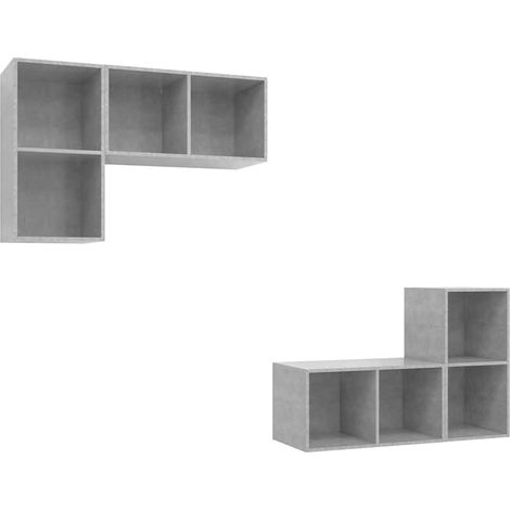 vidaXL Muebles de salón de pared 4 pzs madera ingeniería gris hormigón (1/2)