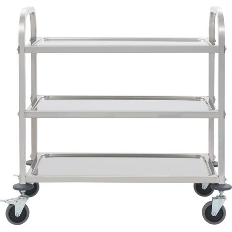 vidaXL Carrello da Cucina a 3 Livelli 95x45x83,5 cm in Acciaio