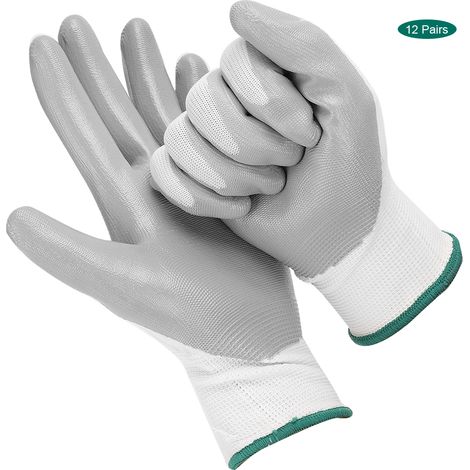 12 paires de gants de travail professionnels en nitrile résistants à l'usure, pour une protection optimale des mains. (1/5)