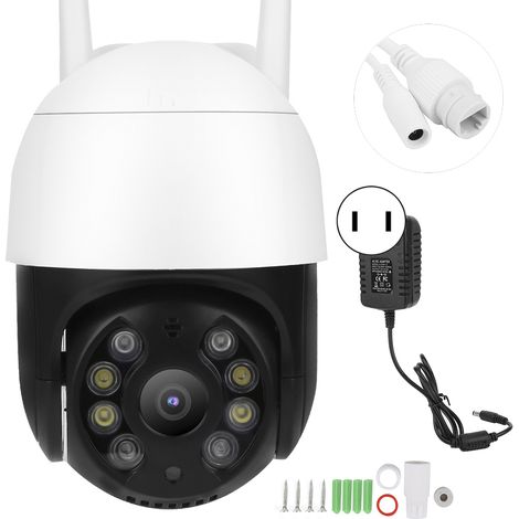 Caméra PTZ 1080P Wifi, 8 projecteurs LED, IP66 étanche, vision nocturne couleur, détection humaine, sécurité domestique 100-240V (1/5)