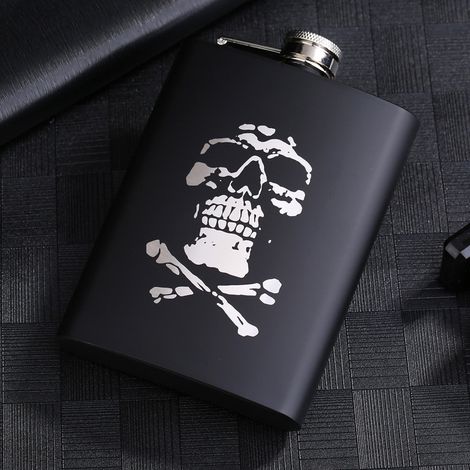 Flacon à Whisky Noir Mat 8OZ en Acier Inoxydable, Gourde de Voyage Portable pour Randonnée et Camping (1/2)