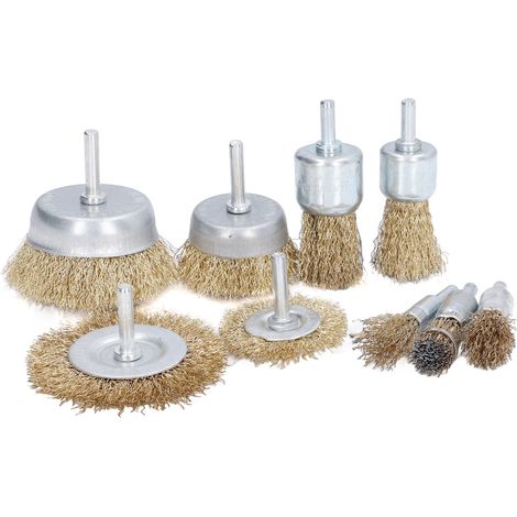 Ortviai Brosse à cupules rotatives en laiton et acier inoxydable, lot de 9 pièces pour décapage, polissage et nettoyage (1/5)