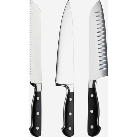 Set de 3 couteaux de cuisine professionnels en acier inoxydable Cucinart