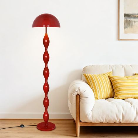 Red Mushroom Lamp, Vintage Floor Lamp with E27 Socket, Floor Lamp for Bedroom, Living Room, Office, Reading, Retro Design, Iron Lampshade, Nordic Style