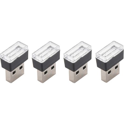 Set mit 4 tragbaren Mini-LED-Autoleuchten mit USB-Anschluss, USB-Innenraumbeleuchtung, einfacher Anschluss, weißes Dekorationslicht (1/5)