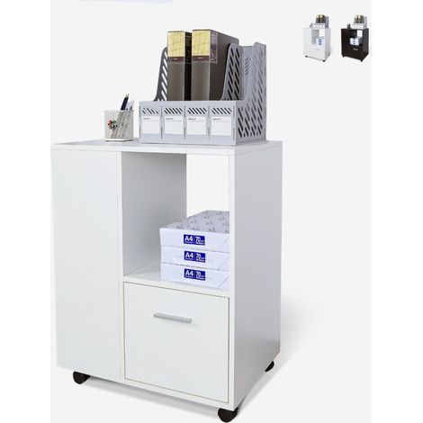 Mobiletto da ufficio basso scaffale portadocumenti con ruote Dundee - Bianco