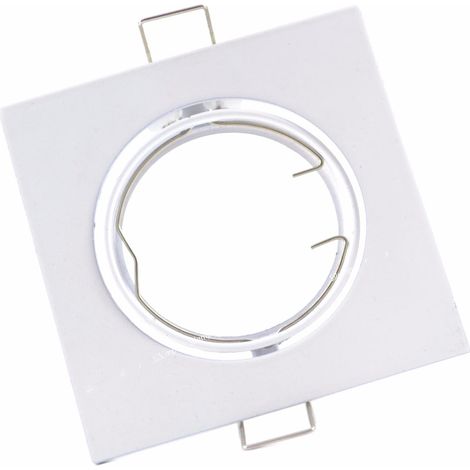 Support Spot Encastrable GU10 LED Orientable Carré BLANC - SILAMP (1/4)