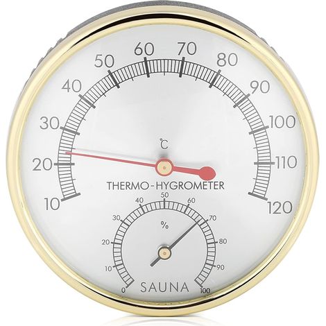 1 - Thermomètre - Hygromètre - Mesure Température Humidité - Pour Sauna Maison Bureau Atelier - Argent - 10x10cm