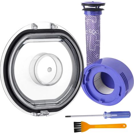 (5 pièces) Convient aux aspirateurs V7 et V8 : préfiltre et postfiltre de rechange, couvercle inférieur, joint d'étanchéité supérieur fixe, accessoires anti-poussière (1/4)