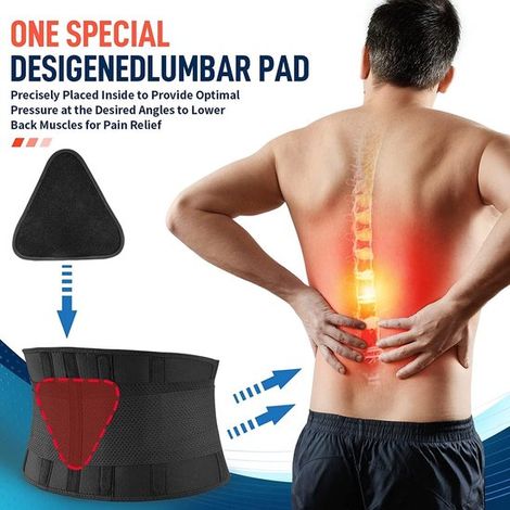 Bande de soutien du dos - Respirante avec Coussin Lombaire - Soulagement de la Douleur Lombaire - Adapté pour Hernie et Sciatique - Taille L - 1 Pièce (1/5)