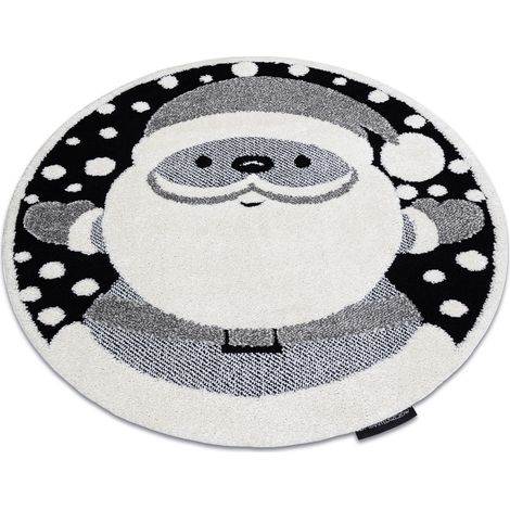 Moderner Kinderteppich JOY Kreis Santa Claus, für Kinder - strukturelle, zwei Ebenen aus Vlies schwarz / creme grey rund 120 cm