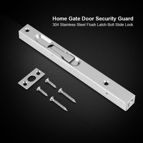Verrou de sécurité pour porte d'entrée Home Gate, loquet coulissant encastré en acier inoxydable 304, 20 cm (8 pouces) (1/5)