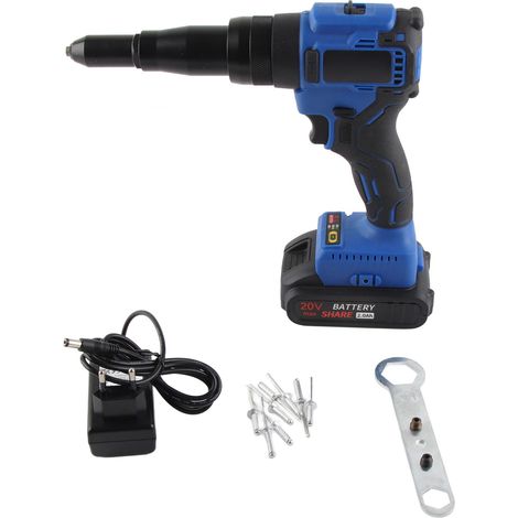Pince à riveter électrique sans fil, kit complet avec batterie, riveteuse automatique 100-240V AC, outil de rivetage professionnel, prise UE, mandrin robuste, usage intensif (1/5)