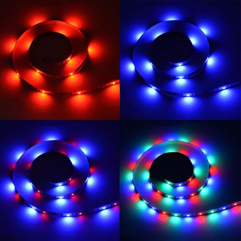 Ruban LED RGB SMD3825 2M 120 LEDs DC5V 10W télécommande USB luminosité réglable 16 couleurs multicolores 4 modes flash stroboscope fondu fluide IP65 pour TV cave à vin maison fête déco (1/3)