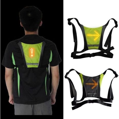 BOBLOV LED Gilet Clignotant Vélo 4 Mode Indicateur de Direction LED Imperméable Sac à Dos avec Télécommande USB Rechargeable pour Cy (1/4)